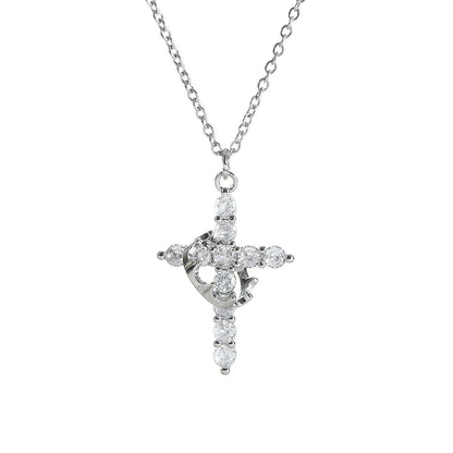 Y-shaped Crown Cross Clavicle Necklace For Women