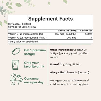 Vitamin D3 + K2 Coconut Oil Softgels
