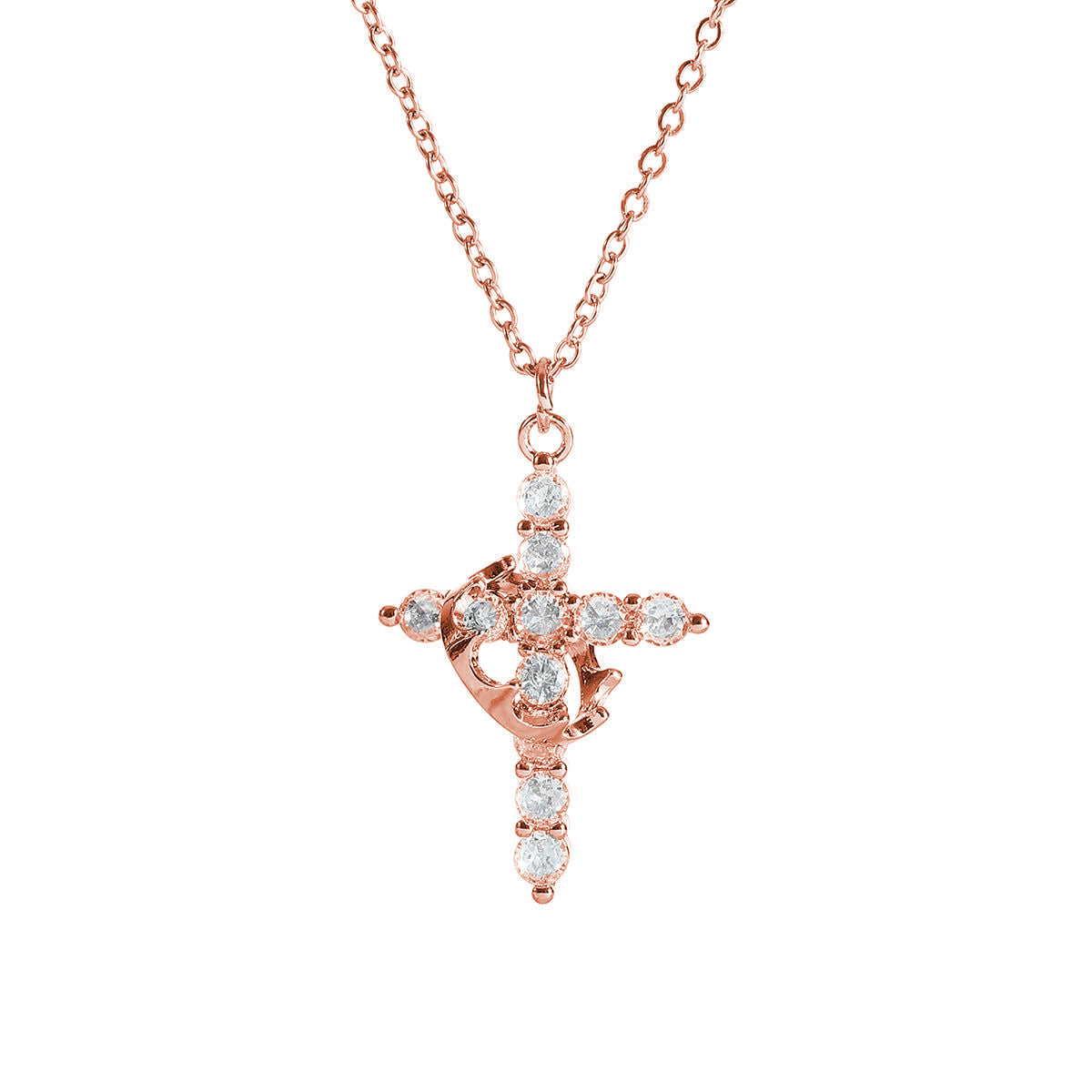Y-shaped Crown Cross Clavicle Necklace For Women