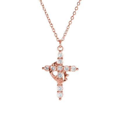 Y-shaped Crown Cross Clavicle Necklace For Women